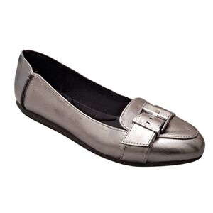 Kenneth Cole Reaction Viv Buckle  Silver Pewter Flats Fairy Balletcore Size 6.5